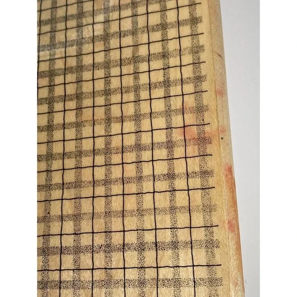 Stampin Up! Stipple Plaid 2001 Large Wood Mount Block Stamp Used Once - Picture 2 of 10
